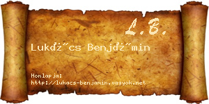 Lukács Benjámin névjegykártya